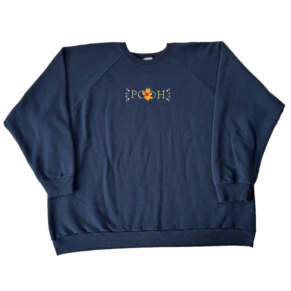 Winnie The Pooh Sweatshirt Womens XXXL 3XL Blue Crew Neck Vintage Cotton‎